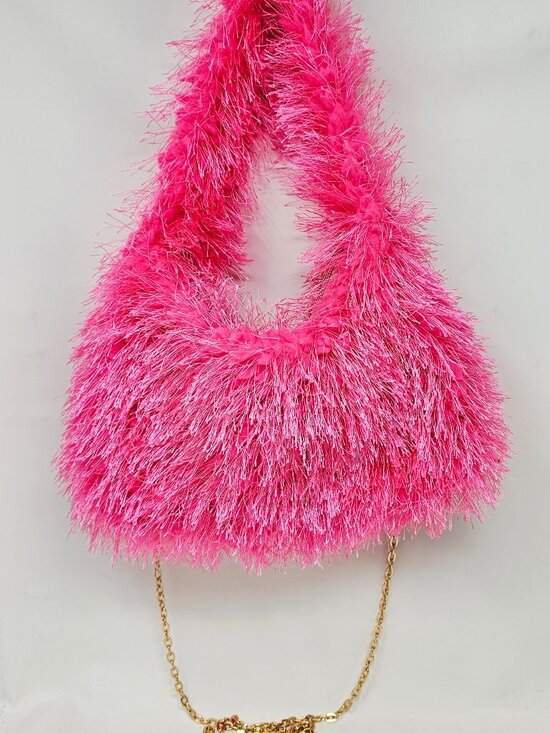 Handbags - Fuchsia Hot Pink Fringed Small Hobo Purse Bag Funky
